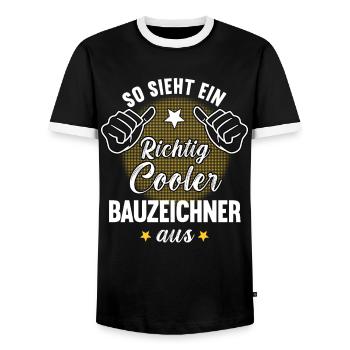 So Sieht Ein Richtig Cooler Bauzeichner aus - Männer Kontrast-T-Shirt - Schwarz/Weiß - Vorne - AI Model Female 172 light (172cm) & AI Model Male 178 light (178cm)