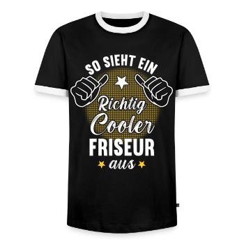 So Sieht Ein Richtig Cooler Friseur aus Stylist - Männer Kontrast-T-Shirt - Schwarz/Weiß - Vorne - AI Model Female 172 light (172cm) & AI Model Male 178 light (178cm)