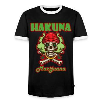 Hakuna Marijuana Drôle De Weed Fumer Pothead THC - T-shirt contrasté Homme - noir/blanc - Devant - AI Model Female 172 light (172cm) & AI Model Male 178 light (178cm)