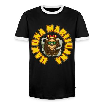 Hakuna Marijuana Drôle De Weed Fumer Pothead THC - T-shirt contrasté Homme - noir/blanc - Devant - AI Model Female 172 light (172cm) & AI Model Male 178 light (178cm)