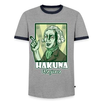 Hakuna Marijuana Drôle De Weed Fumer Pothead THC - T-shirt contrasté Homme - gris/marine  - Devant - AI Model Female 172 light (172cm) & AI Model Male 178 light (178cm)