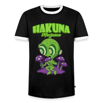 Hakuna Marijuana Drôle De Weed Fumer Pothead THC - T-shirt contrasté Homme - noir/blanc - Devant - AI Model Female 172 light (172cm) & AI Model Male 178 light (178cm)