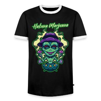 Hakuna Marijuana Drôle De Weed Fumer Pothead THC - T-shirt contrasté Homme - noir/blanc - Devant - AI Model Female 172 light (172cm) & AI Model Male 178 light (178cm)