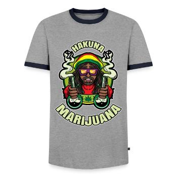Hakuna Marijuana Drôle De Weed Fumer Pothead THC - T-shirt contrasté Homme - gris/marine  - Devant - AI Model Female 172 light (172cm) & AI Model Male 178 light (178cm)