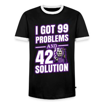 I Got 99 Problems And 420 Solutions Cannabis Weed - Men's Ringer Shirt - black/white - Front - AI Model Female 172 light (172cm) & AI Model Male 178 light (178cm)