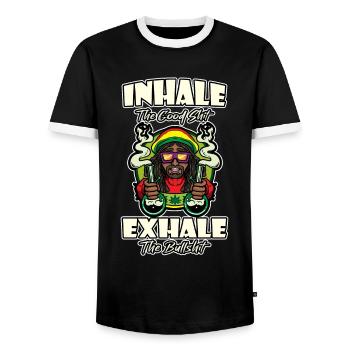 Inhale The Good Shit Exhale The Bullshit 420 Weed - Männer Kontrast-T-Shirt - Schwarz/Weiß - Vorne - AI Model Female 172 light (172cm) & AI Model Male 178 light (178cm)