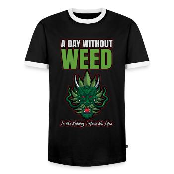 A Day Without Weed Is Like Cannabis Weed Smoking - Männer Kontrast-T-Shirt - Schwarz/Weiß - Vorne - AI Model Female 172 light (172cm) & AI Model Male 178 light (178cm)