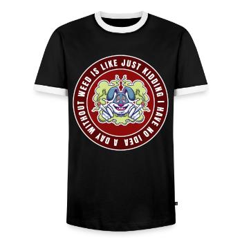 A Day Without Weed Is Like Cannabis Weed Smoking - Men's Ringer Shirt - black/white - Front - AI Model Female 172 light (172cm) & AI Model Male 178 light (178cm)