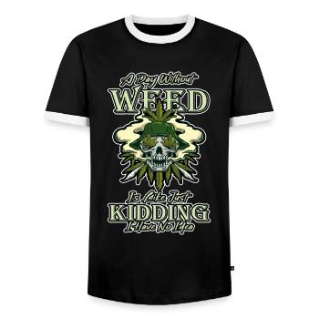 A Day Without Weed Is Like Cannabis Weed Smoking - Männer Kontrast-T-Shirt - Schwarz/Weiß - Vorne - AI Model Female 172 light (172cm) & AI Model Male 178 light (178cm)