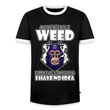 A Day Without Weed Is Like Cannabis Weed Smoking - Men's Ringer Shirt - black/white - Front - AI Model Female 172 light (172cm) & AI Model Male 178 light (178cm)