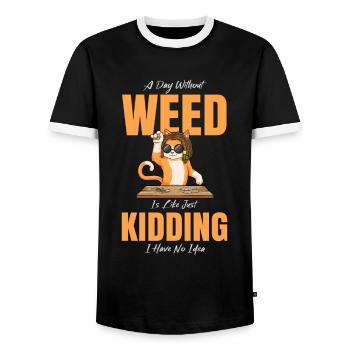 A Day Without Weed Is Like Cannabis Weed Smoking - Men's Ringer Shirt - black/white - Front - AI Model Female 172 light (172cm) & AI Model Male 178 light (178cm)