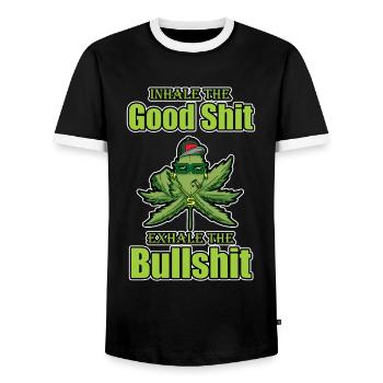 Inhaler la bonne merde expirer la connerie 420 Weed - T-shirt contrasté Homme - noir/blanc - Devant - AI Model Female 172 light (172cm) & AI Model Male 178 light (178cm)