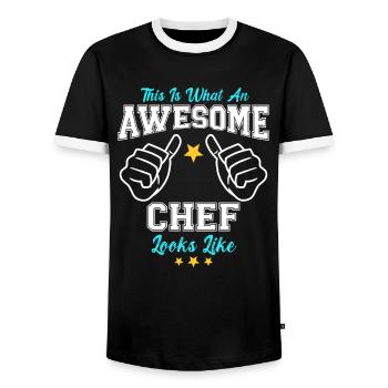 This Is What An Awesome Chef Looks Like - Men's Ringer Shirt - black/white - Front - AI Model Female 172 light (172cm) & AI Model Male 178 light (178cm)