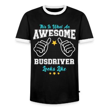 Voici à quoi ressemble un chauffeur de bus génial - T-shirt contrasté Homme - noir/blanc - Devant - AI Model Female 172 light (172cm) & AI Model Male 178 light (178cm)