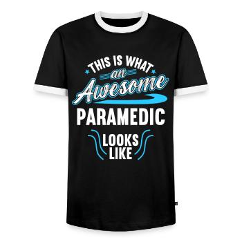 Voici à quoi ressemble un ambulancier paramédical génial - T-shirt contrasté Homme - noir/blanc - Devant - AI Model Female 172 light (172cm) & AI Model Male 178 light (178cm)