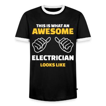 This Is What An Awesome Electrician Looks Like - Männer Kontrast-T-Shirt - Schwarz/Weiß - Vorne - AI Model Female 172 light (172cm) & AI Model Male 178 light (178cm)