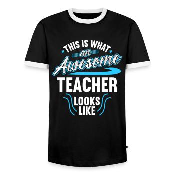 This Is What An Awesome Teacher Looks Like - Men's Ringer Shirt - black/white - Front - AI Model Female 172 light (172cm) & AI Model Male 178 light (178cm)