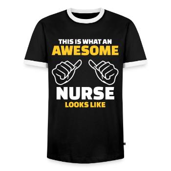 This Is What An Awesome Nurse Looks Like - Männer Kontrast-T-Shirt - Schwarz/Weiß - Vorne - AI Model Female 172 light (172cm) & AI Model Male 178 light (178cm)