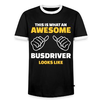 Voici à quoi ressemble un chauffeur de bus génial - T-shirt contrasté Homme - noir/blanc - Devant - AI Model Female 172 light (172cm) & AI Model Male 178 light (178cm)