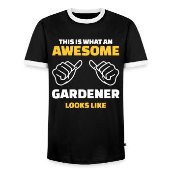 This Is What An Awesome Gardener Looks Like - Men's Ringer Shirt - black/white - Front - AI Model Female 172 light (172cm) & AI Model Male 178 light (178cm)