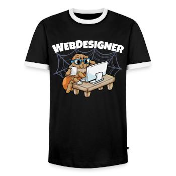 Webdesign Spider Programming Programmer IT - Männer Kontrast-T-Shirt - Schwarz/Weiß - Vorne - AI Model Female 172 light (172cm) & AI Model Male 178 light (178cm)