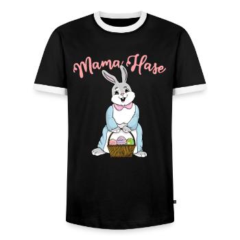 Mama Hase Ostern Familienoutfit Osterhase - Männer Kontrast-T-Shirt - Schwarz/Weiß - Vorne - AI Model Female 172 light (172cm) & AI Model Male 178 light (178cm)