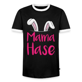 Mama Hase Ostern Familienoutfit Osterhase - Männer Kontrast-T-Shirt - Schwarz/Weiß - Vorne - AI Model Female 172 light (172cm) & AI Model Male 178 light (178cm)