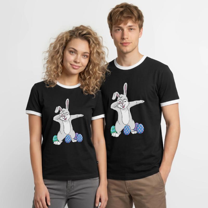 Dabbing Easter Rabbit Dad Dance Easter Eggs Männer Kontrast-T-Shirt