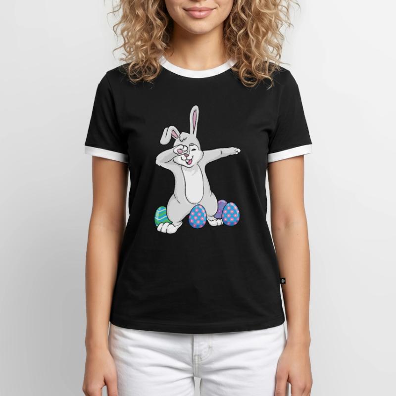 Dabbing Easter Rabbit Dad Dance Easter Eggs Männer Kontrast-T-Shirt