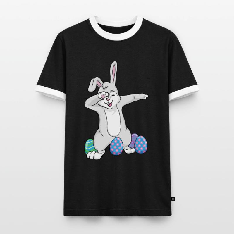 Dabbing Easter Rabbit Dad Dance Easter Eggs Männer Kontrast-T-Shirt