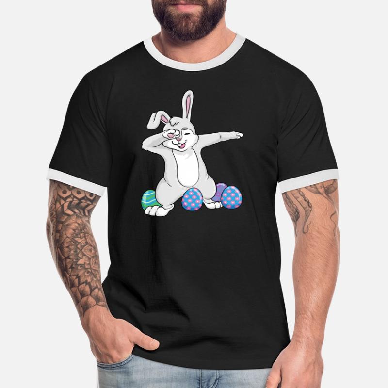 Dabbing Easter Rabbit Dad Dance Easter Eggs Männer Kontrast-T-Shirt