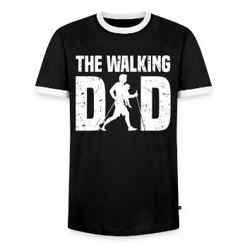 The Walking Dad Nordic Walking Father - Men's Ringer Shirt - black/white - Front - AI Model Female 172 light (172cm) & AI Model Male 178 light (178cm)