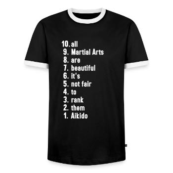 Aïkido Artiste Martial Arts Cadeau - T-shirt contrasté Homme - noir/blanc - Devant - AI Model Female 172 light (172cm) & AI Model Male 178 light (178cm)