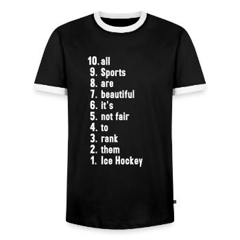 Funny Sports Quotes Ice Hockey Lover Gift - Men's Ringer Shirt - black/white - Front - AI Model Female 172 light (172cm) & AI Model Male 178 light (178cm)