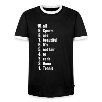 Funny Sports Quotes Tennis Lover Gift - Men's Ringer Shirt - black/white - Front - AI Model Female 172 light (172cm) & AI Model Male 178 light (178cm)