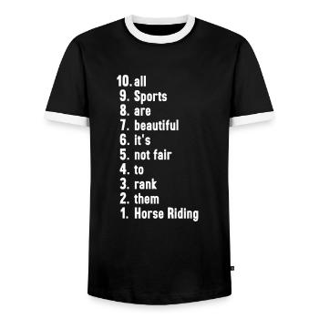 Drôles de dictons sportifs Cadeau d’équitation - T-shirt contrasté Homme - noir/blanc - Devant - AI Model Female 172 light (172cm) & AI Model Male 178 light (178cm)