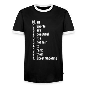 Funny Sports Quotes Skeet Shooting Lover Gift - Men's Ringer Shirt - black/white - Front - AI Model Female 172 light (172cm) & AI Model Male 178 light (178cm)