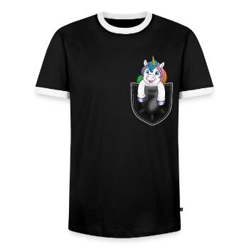 Conte de fées Créature mythique Licorne Fan Idée cadeau - T-shirt contrasté Homme - noir/blanc - Devant - AI Model Female 172 light (172cm) & AI Model Male 178 light (178cm)