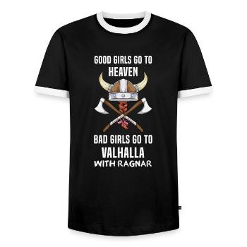Good Girls Go To Heaven Wikinger Sprüche - Männer Kontrast-T-Shirt - Schwarz/Weiß - Vorne - AI Model Female 172 light (172cm) & AI Model Male 178 light (178cm)
