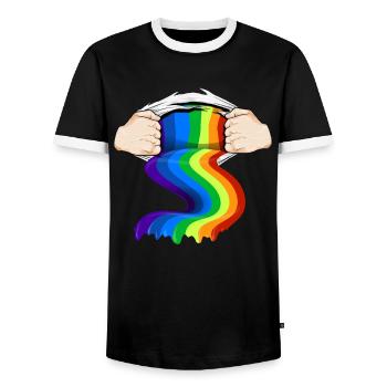 Lgbt Lgbtq Gay Lesbienne Arc-en-ciel - T-shirt contrasté Homme - noir/blanc - Devant - AI Model Female 172 light (172cm) & AI Model Male 178 light (178cm)