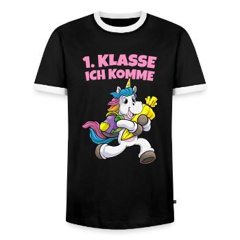 Lustige Geschenke Erste Klasse Einschulung - Männer Kontrast-T-Shirt - Schwarz/Weiß - Vorne - AI Model Female 172 light (172cm) & AI Model Male 178 light (178cm)