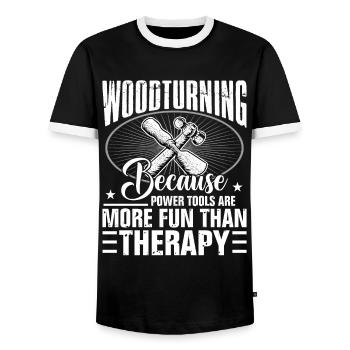 Charpentier de bois dit cadeau - T-shirt contrasté Homme - noir/blanc - Devant - AI Model Female 172 light (172cm) & AI Model Male 178 light (178cm)