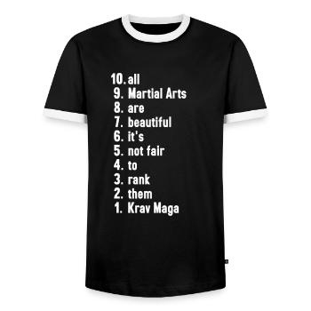 Krav Maga Artiste Martial Arts Martiaux Cadeau - T-shirt contrasté Homme - noir/blanc - Devant - AI Model Female 172 light (172cm) & AI Model Male 178 light (178cm)