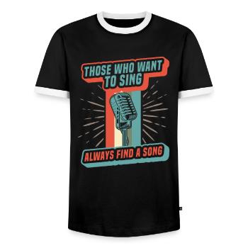 Funny Karaoke Singing Singer Gift Idea - Men's Ringer Shirt - black/white - Front - AI Model Female 172 light (172cm) & AI Model Male 178 light (178cm)