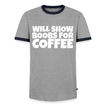 Adult Humor Sarcastic Funny Coffee Lover Gift - Männer Kontrast-T-Shirt - Grau/Navy  - Vorne - AI Model Female 172 light (172cm) & AI Model Male 178 light (178cm)