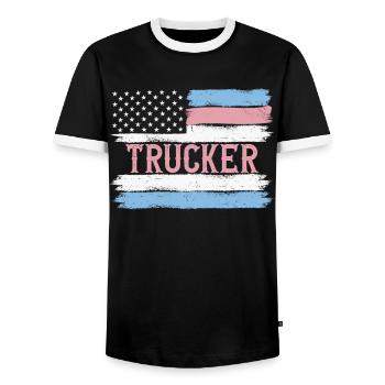 US Pride Truck Driver Haulier Gift Idea - Männer Kontrast-T-Shirt - Schwarz/Weiß - Vorne - AI Model Female 172 light (172cm) & AI Model Male 178 light (178cm)