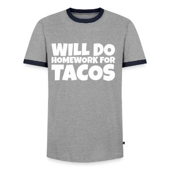 Funny School Pupil Taco Lover Gift - Men's Ringer Shirt - grey/navy  - Front - AI Model Female 172 light (172cm) & AI Model Male 178 light (178cm)