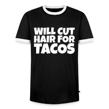 Hair Stylist Barber Hairdresser Taco Lover Gift - Männer Kontrast-T-Shirt - Schwarz/Weiß - Vorne - AI Model Female 172 light (172cm) & AI Model Male 178 light (178cm)