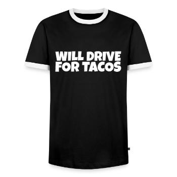 Taxi Bus Driver Chauffeur Taco Lover Gift - Men's Ringer Shirt - black/white - Front - AI Model Female 172 light (172cm) & AI Model Male 178 light (178cm)