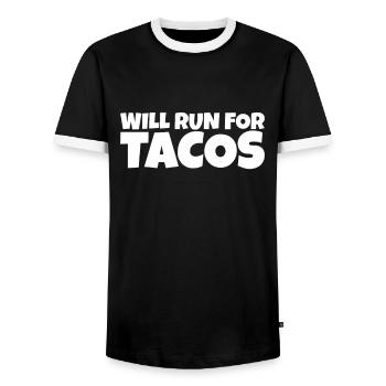 Runner Running Athlete Taco Lover Gift - Männer Kontrast-T-Shirt - Schwarz/Weiß - Vorne - AI Model Female 172 light (172cm) & AI Model Male 178 light (178cm)